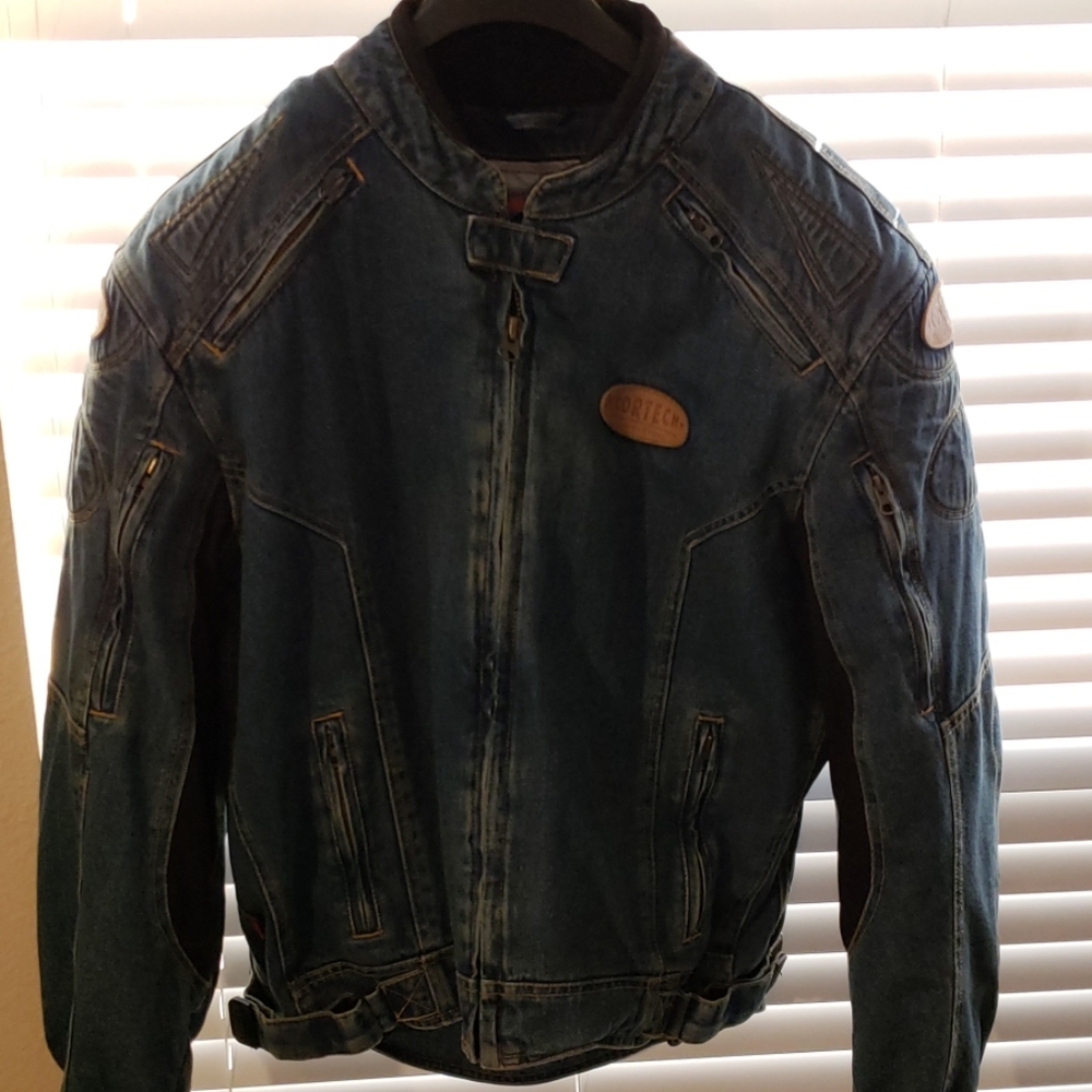Men's denim motorcycle jacket
